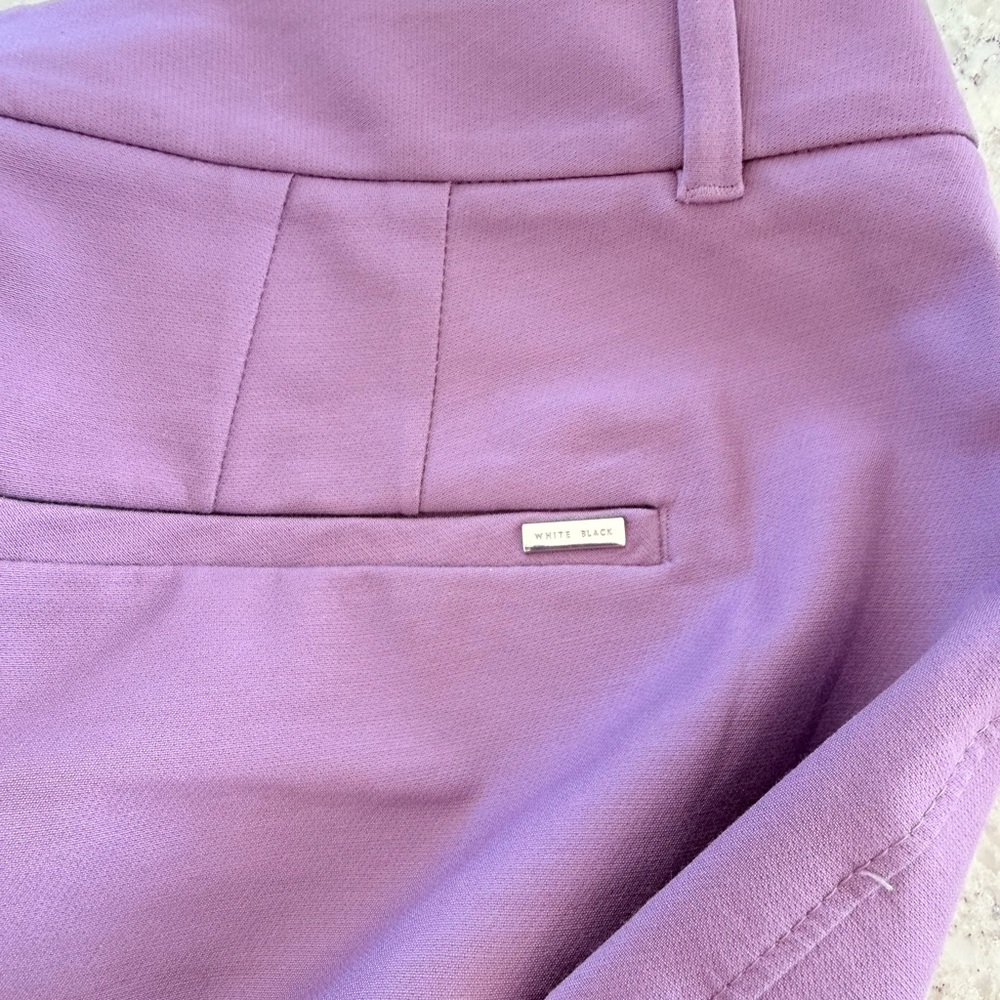 Pair of White House Black Market Black and Purple The Slim Cropped Pants - Picture 11 of 15